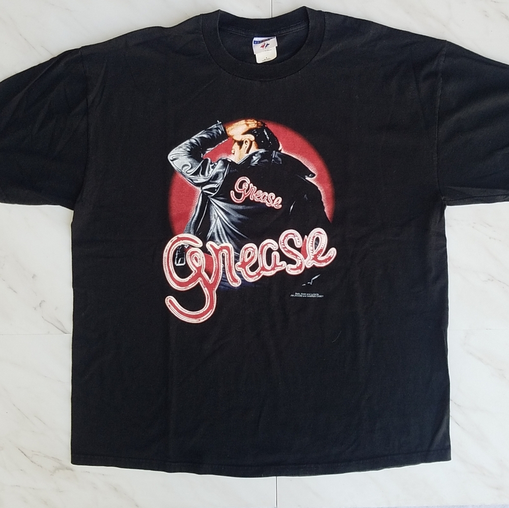 Vintage Jerzees Tee Grease Musical Tour 2000 Large Graphics Double Sided Rare - Picture 1 of 10